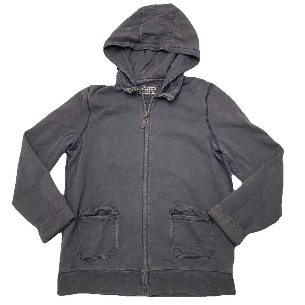 J.Crew Hoodie Gray Rumpled French Terry Full Zip Women's XL Outdoor Activewear